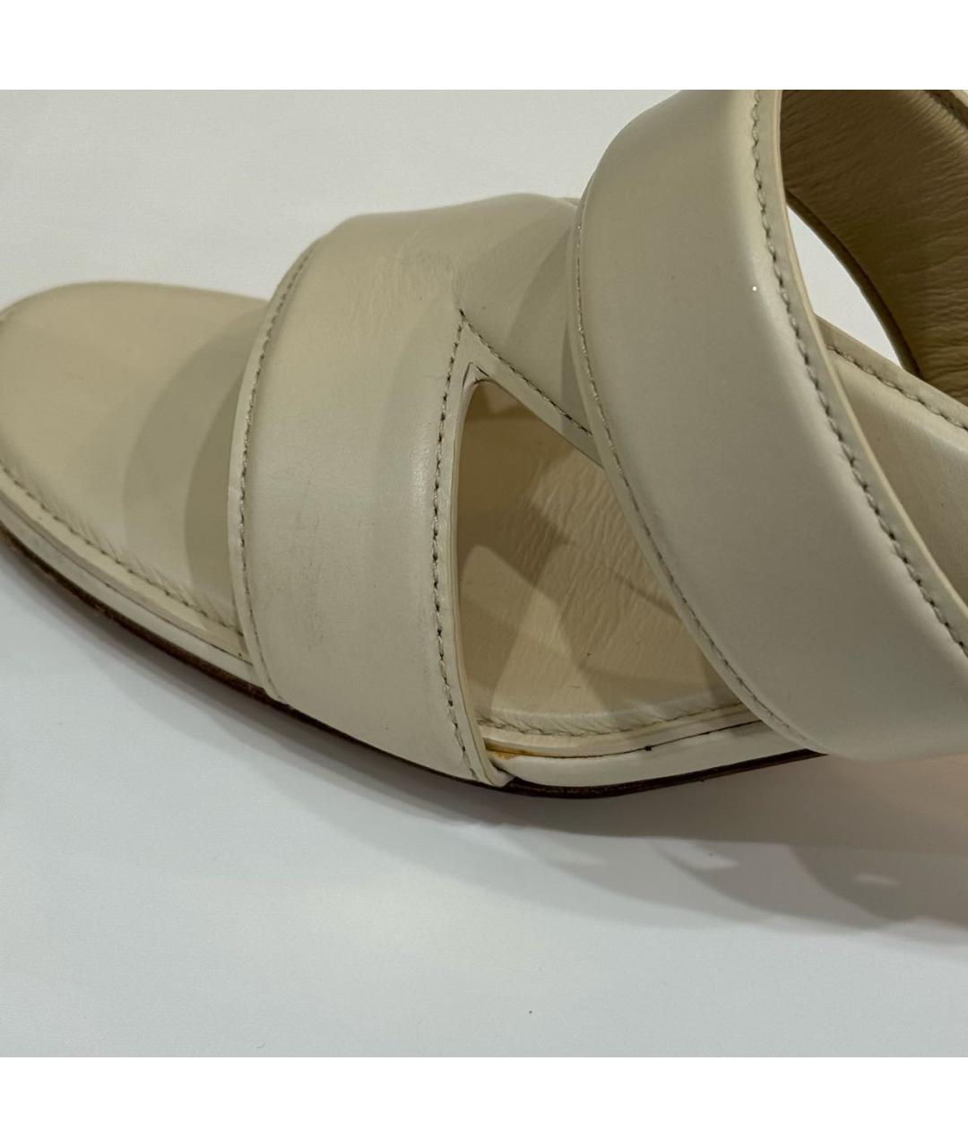 BOTTEGA VENETA Бежевые кожаные мюли, фото 7