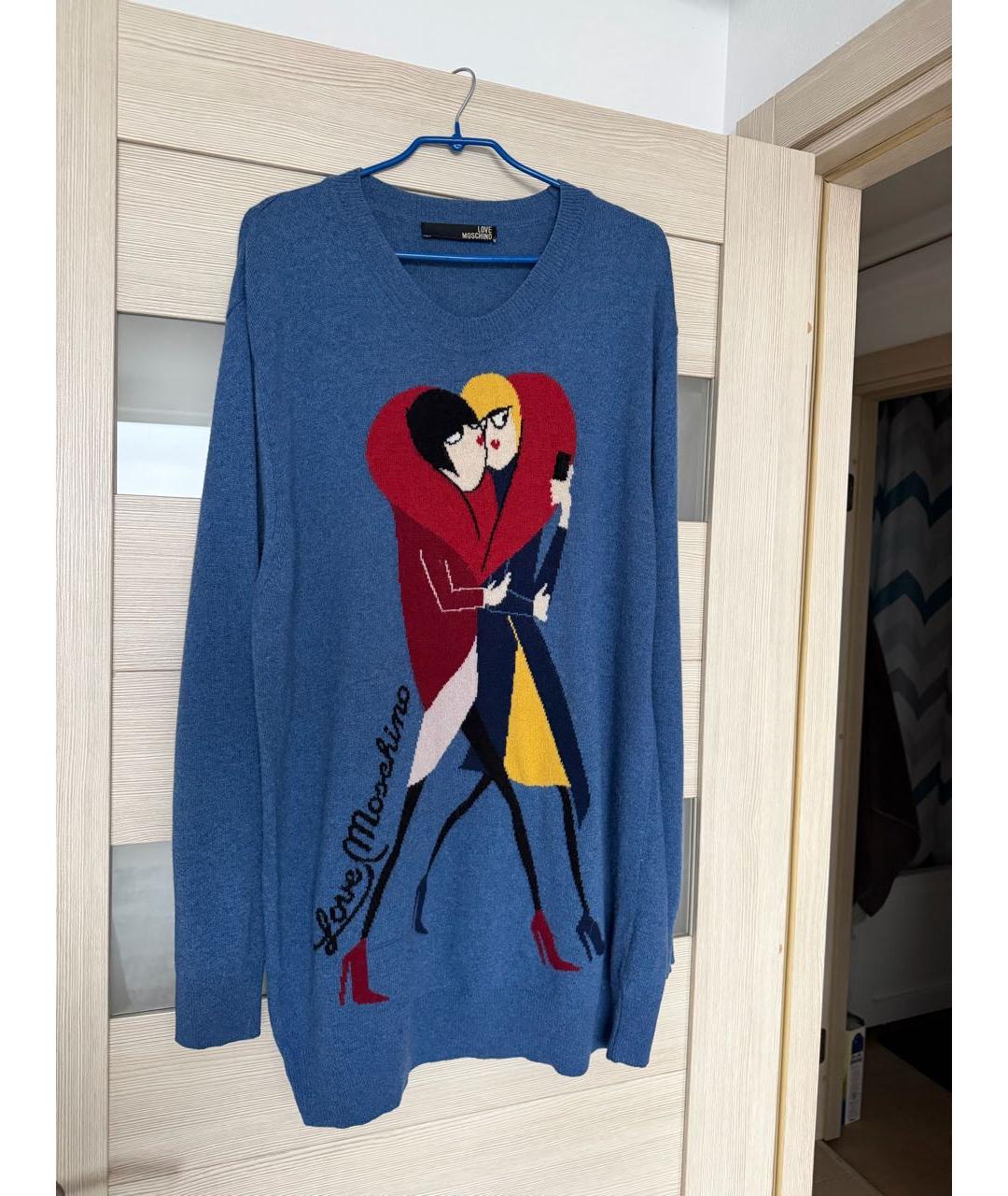 LOVE MOSCHINO Темно-синий шерстяной джемпер / свитер, фото 7