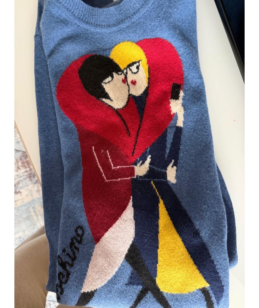LOVE MOSCHINO Темно-синий шерстяной джемпер / свитер, фото 4