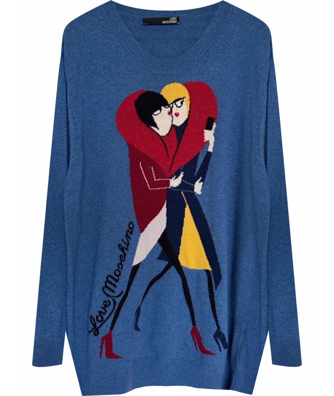 LOVE MOSCHINO Темно-синий шерстяной джемпер / свитер, фото 1