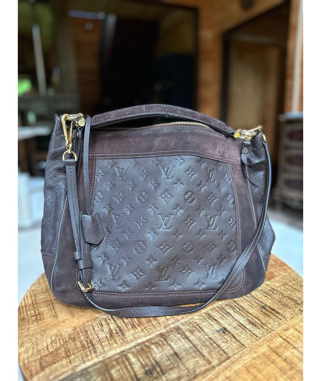 LOUIS VUITTON Коричневая кожаная сумка через плечо, фото 8