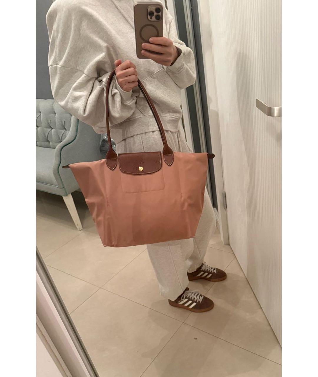 LONGCHAMP Розовая тканевая сумка тоут, фото 3