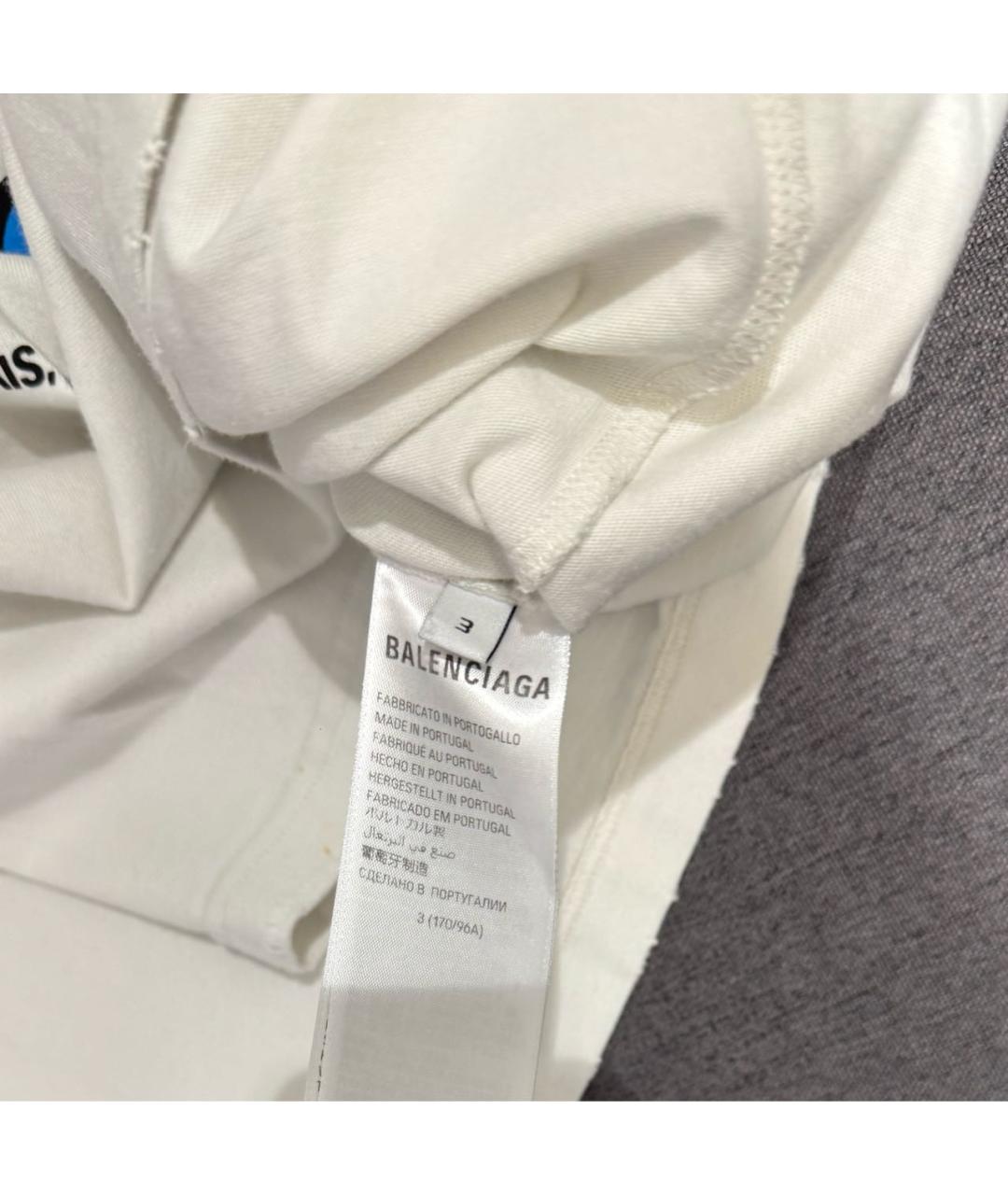 BALENCIAGA Белая хлопковая футболка, фото 6