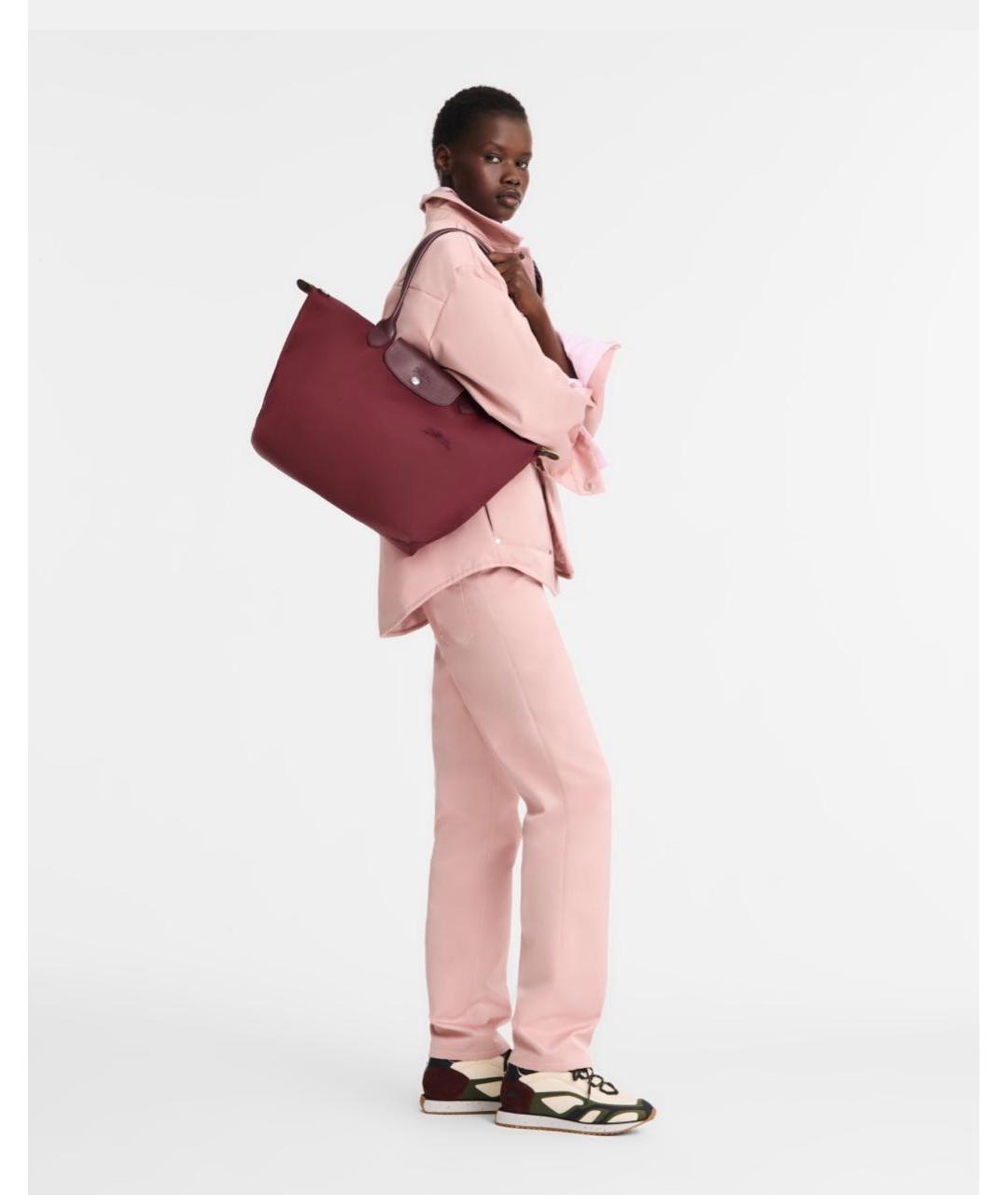 LONGCHAMP Бордовая тканевая сумка тоут, фото 3