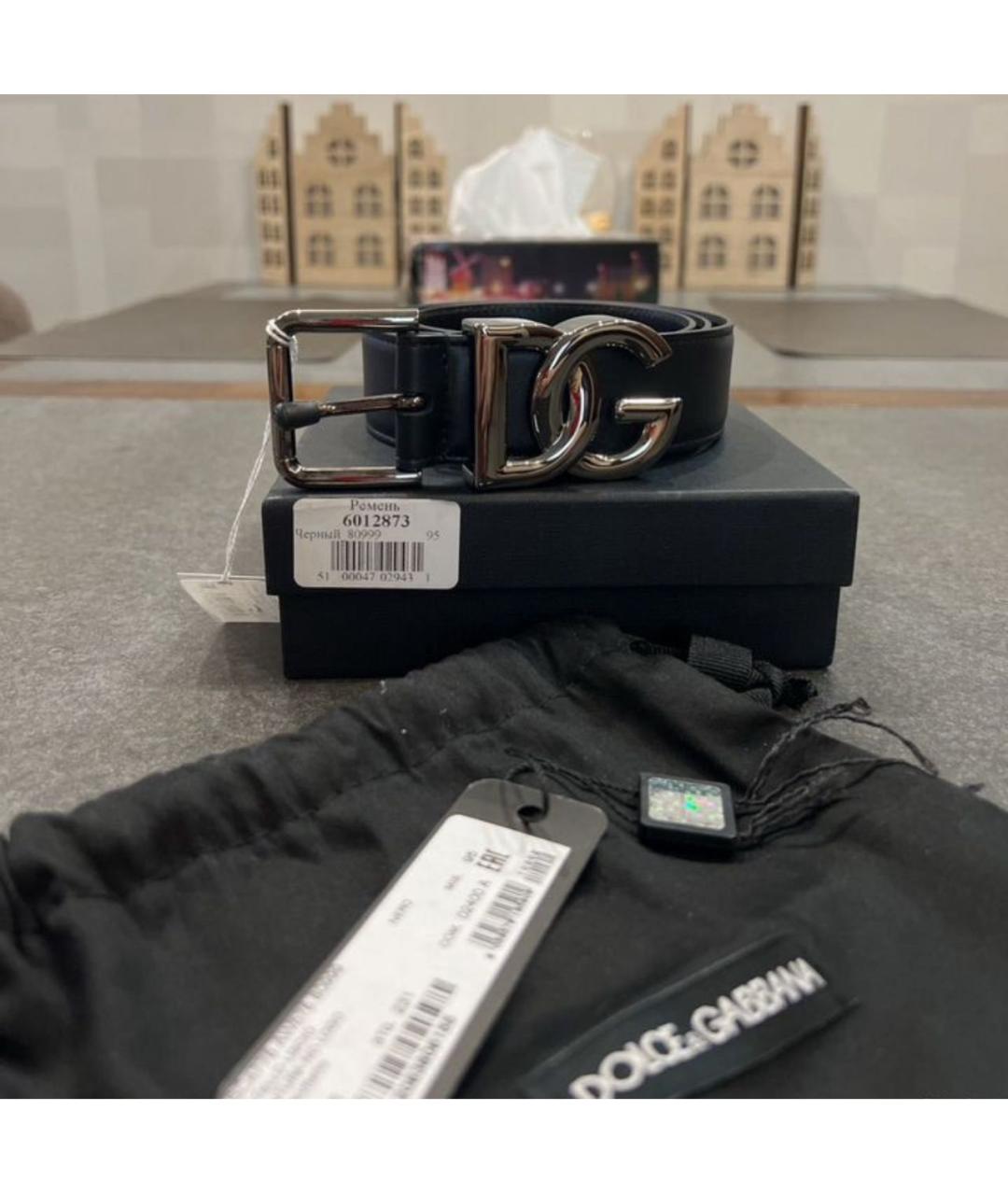 DOLCE&GABBANA Черный кожаный ремень, фото 9