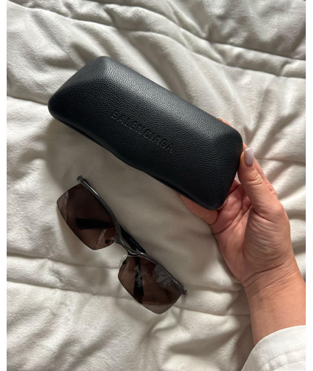 BALENCIAGA Коричневые металлические солнцезащитные очки, фото 2