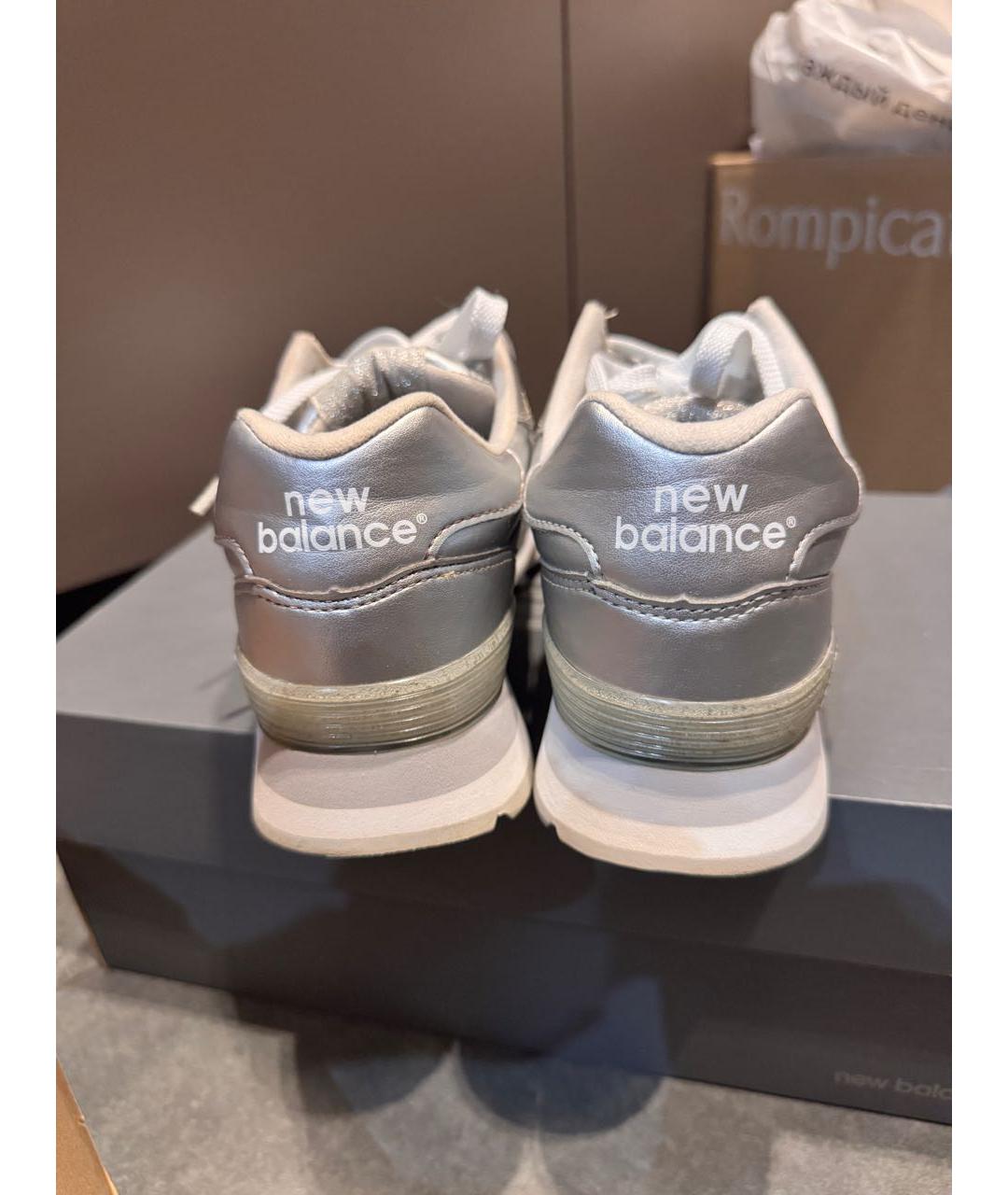 NEW BALANCE Серебряные кожаные кроссовки, фото 3