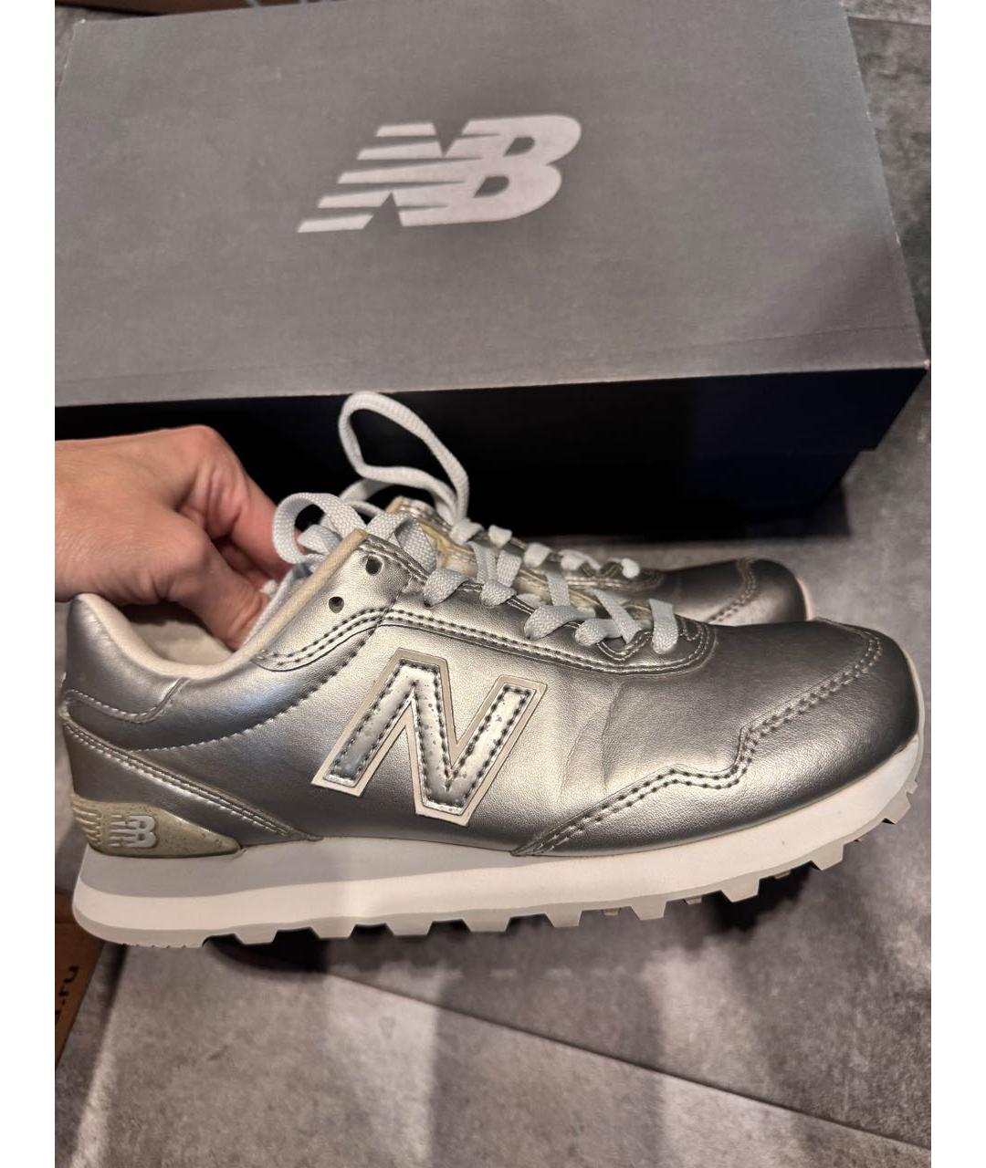NEW BALANCE Серебряные кожаные кроссовки, фото 7