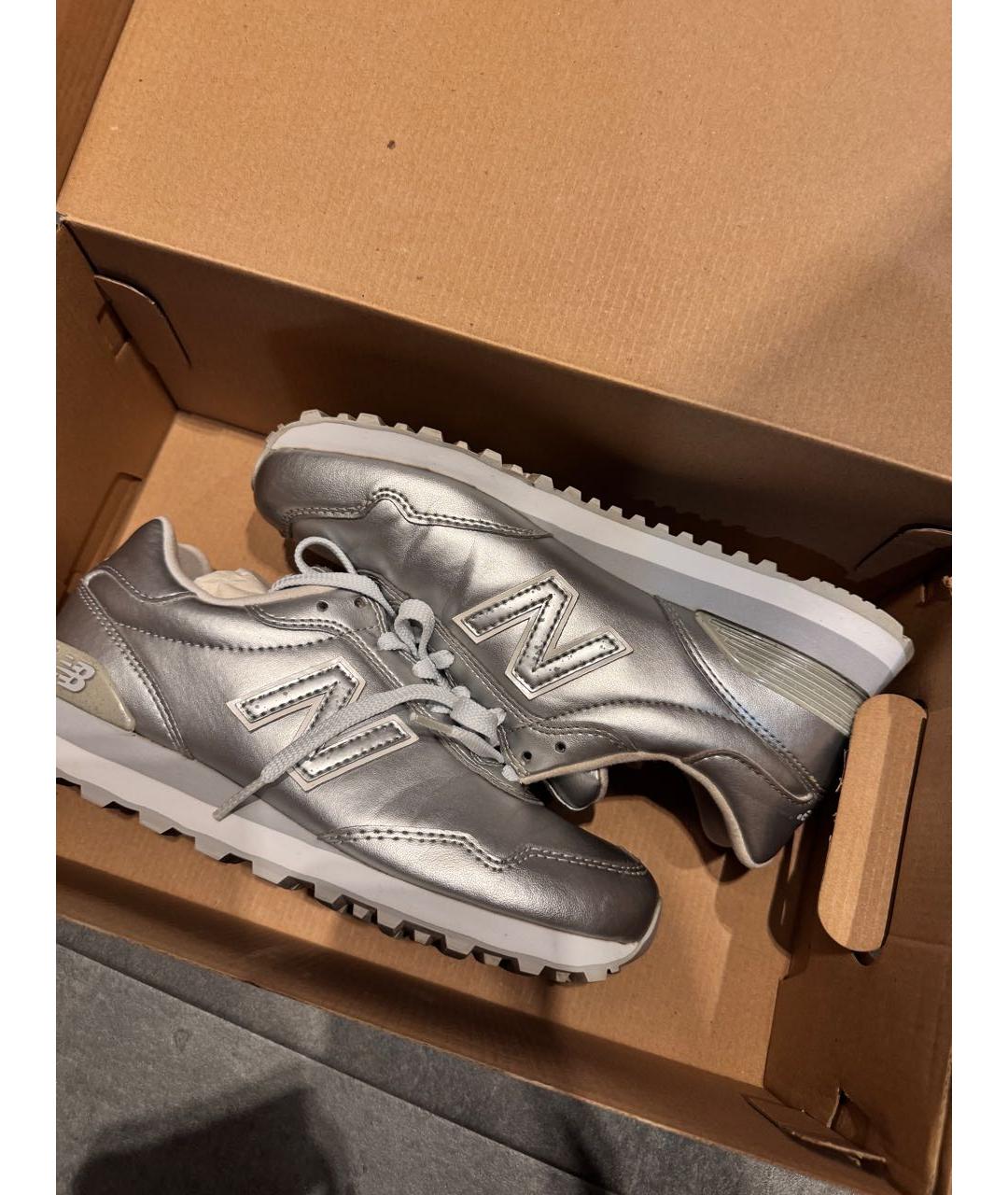 NEW BALANCE Серебряные кожаные кроссовки, фото 6