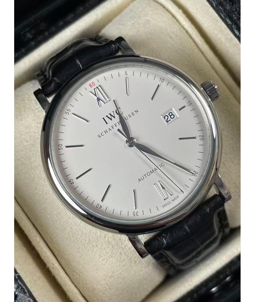 IWC Schaffhausen Белые стальные часы, фото 2