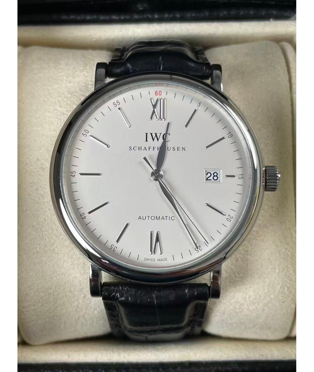 IWC Schaffhausen Белые стальные часы, фото 3