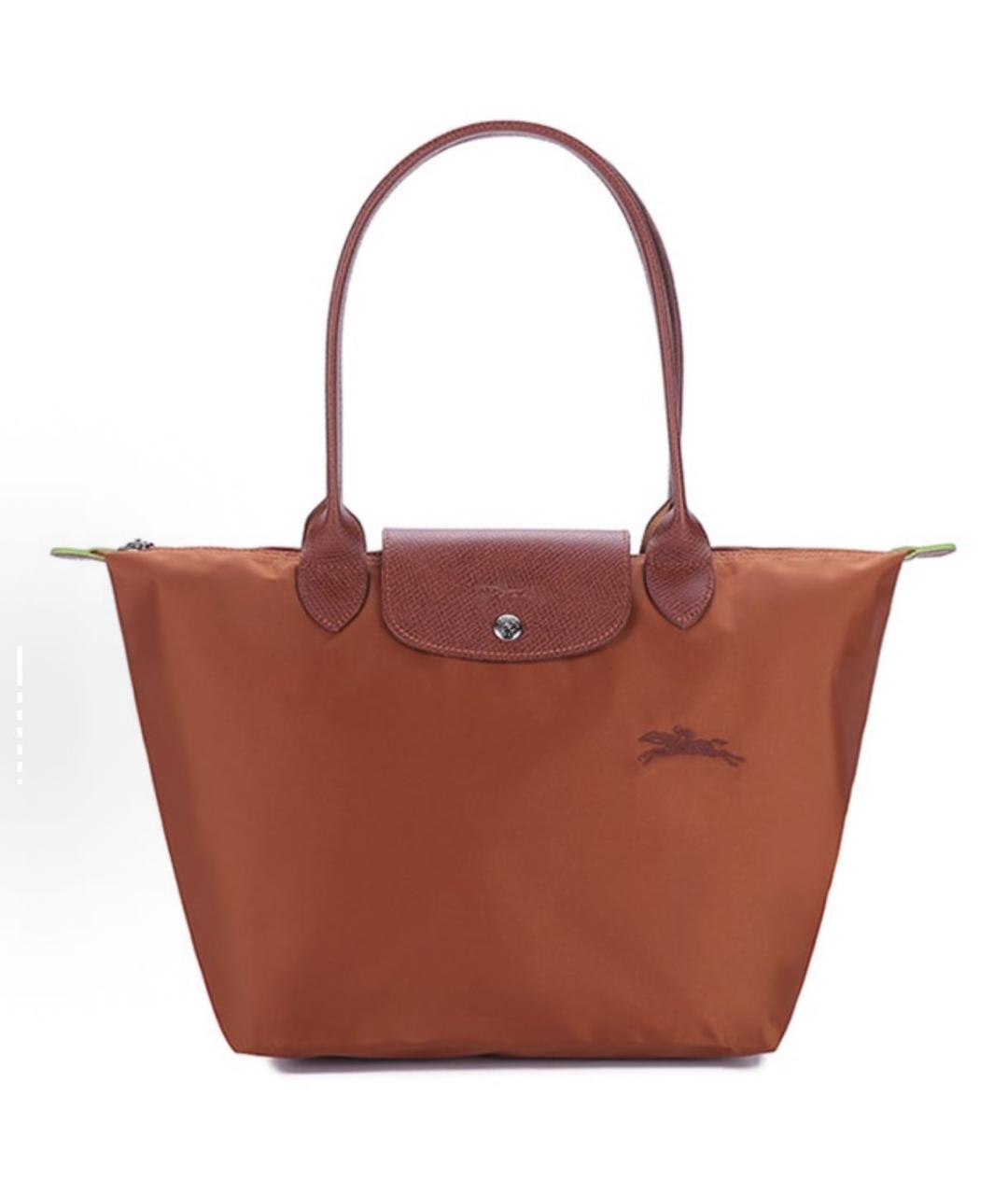 LONGCHAMP Коричневая тканевая сумка с короткими ручками, фото 5