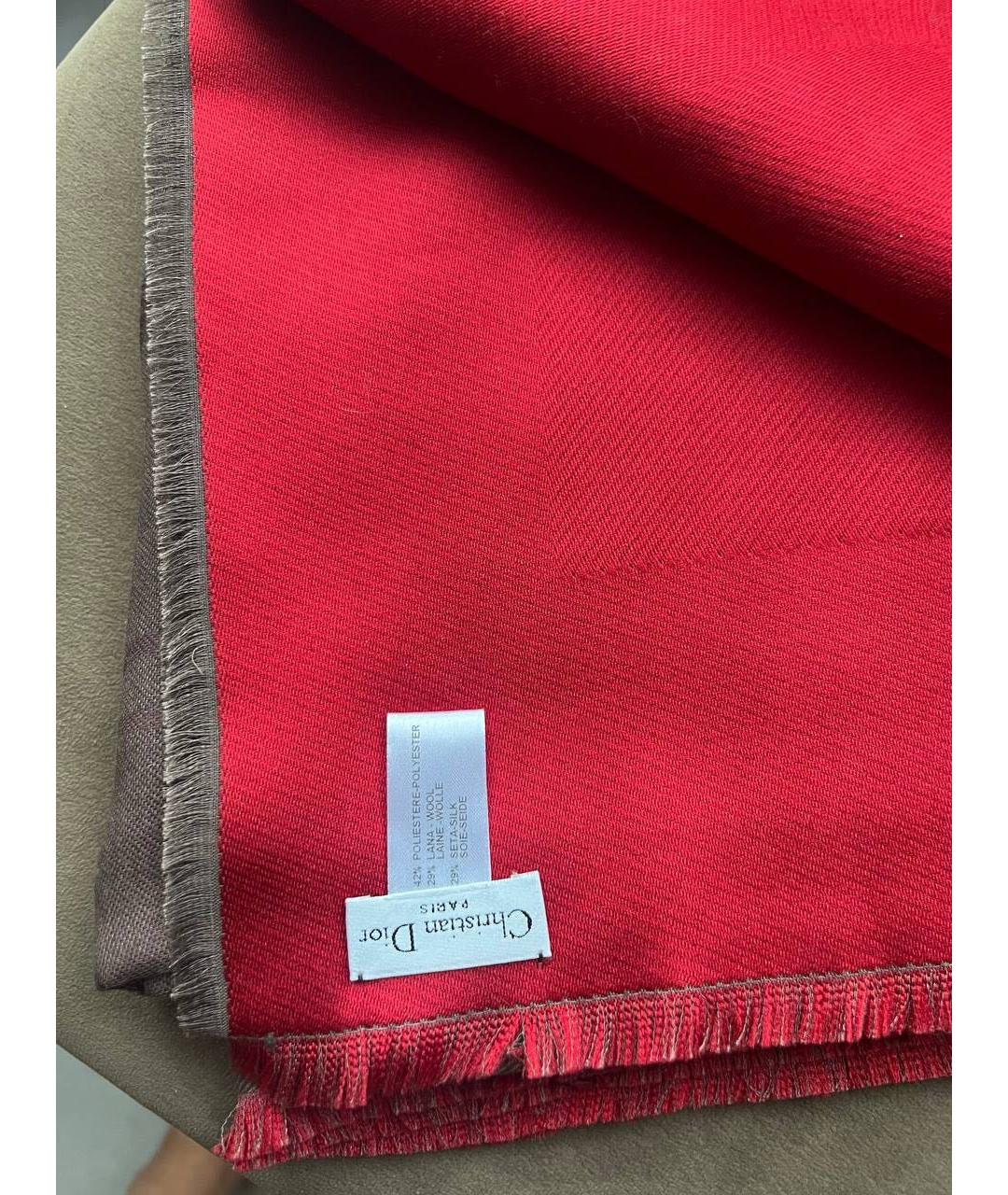 CHRISTIAN DIOR Коричневый шерстяной платок, фото 4