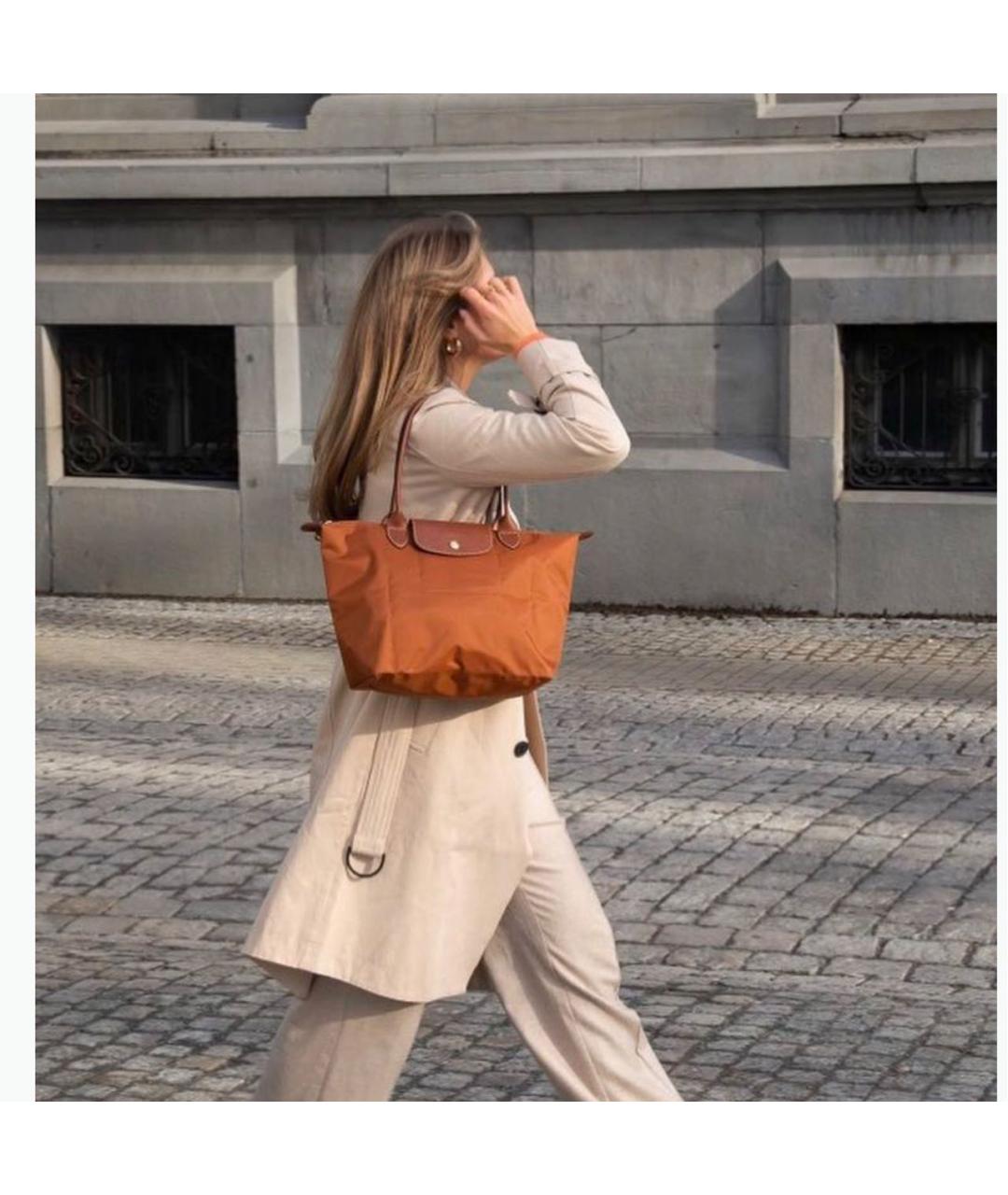 LONGCHAMP Коричневая тканевая сумка тоут, фото 3