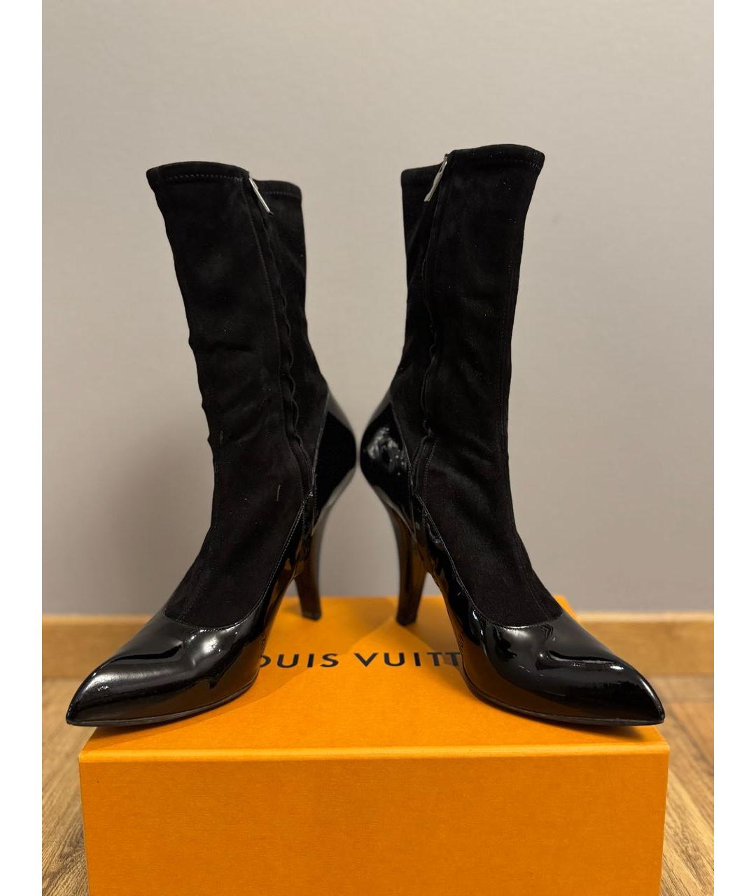 LOUIS VUITTON Черные кожаные ботильоны, фото 2