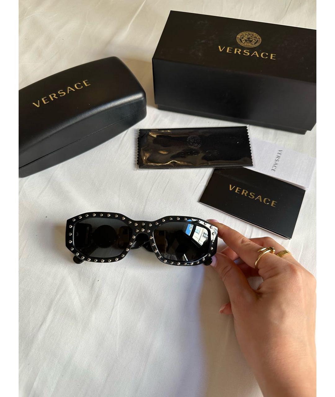 VERSACE Черные пластиковые солнцезащитные очки, фото 7