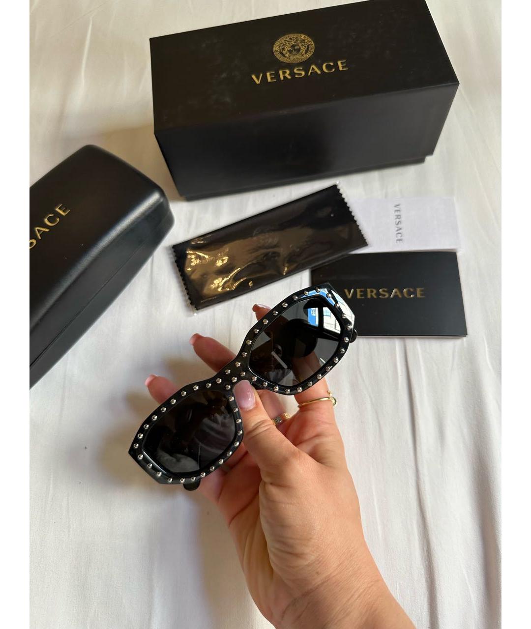 VERSACE Черные пластиковые солнцезащитные очки, фото 8