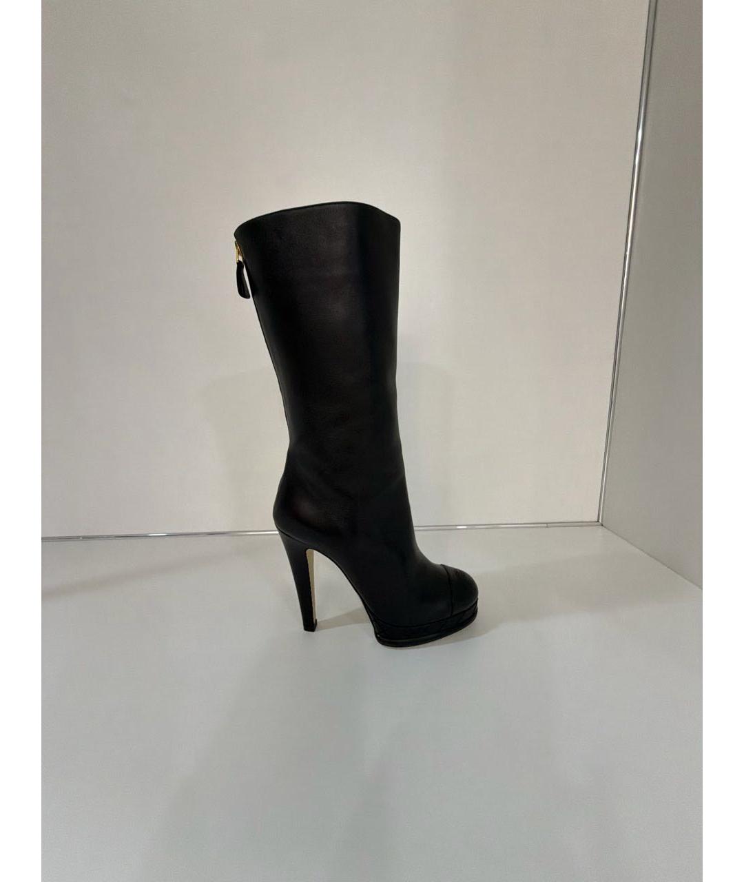 CHANEL Черные кожаные сапоги, фото 9