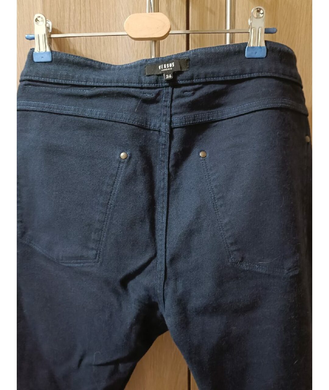VERSACE VINTAGE Темно-синие хлопковые джинсы скинни, фото 3