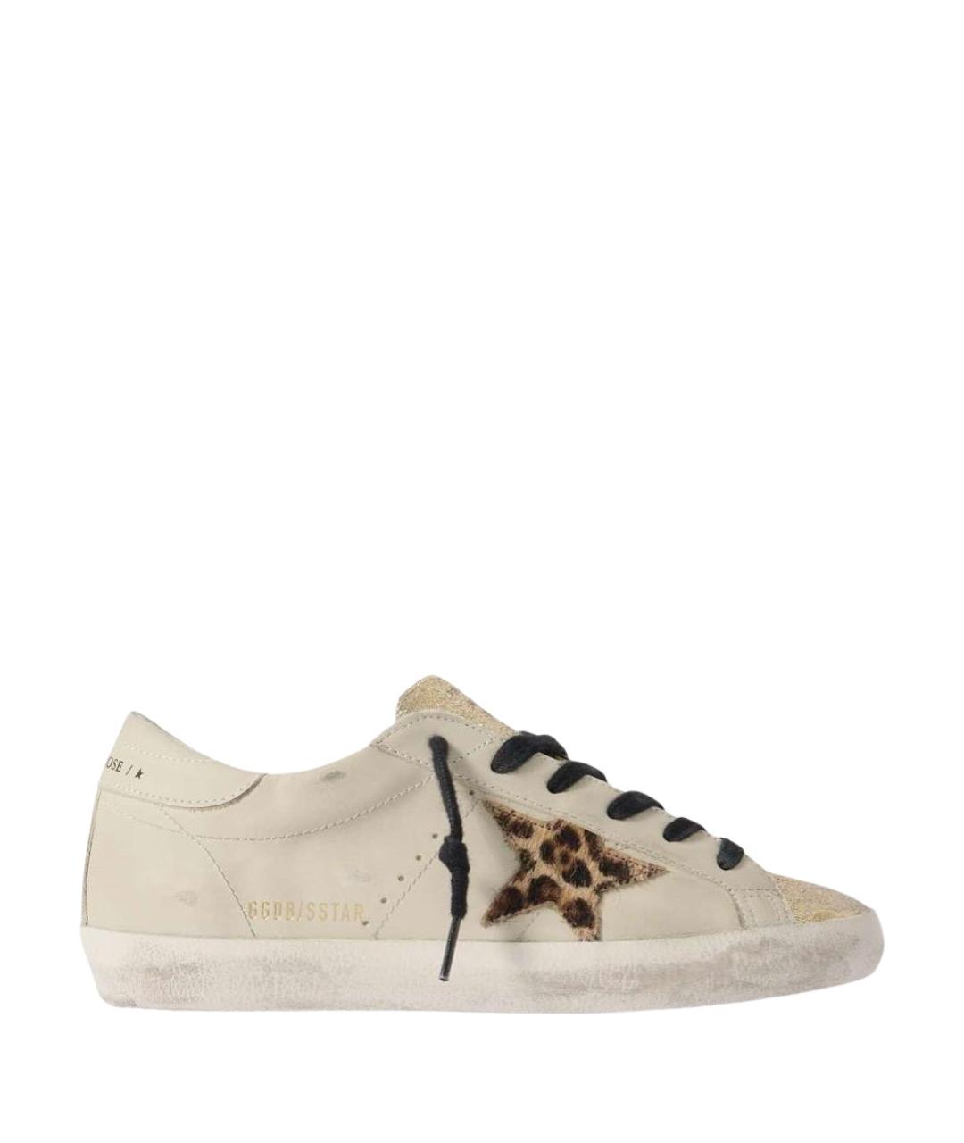 GOLDEN GOOSE DELUXE BRAND Бежевые кожаные кеды, фото 1