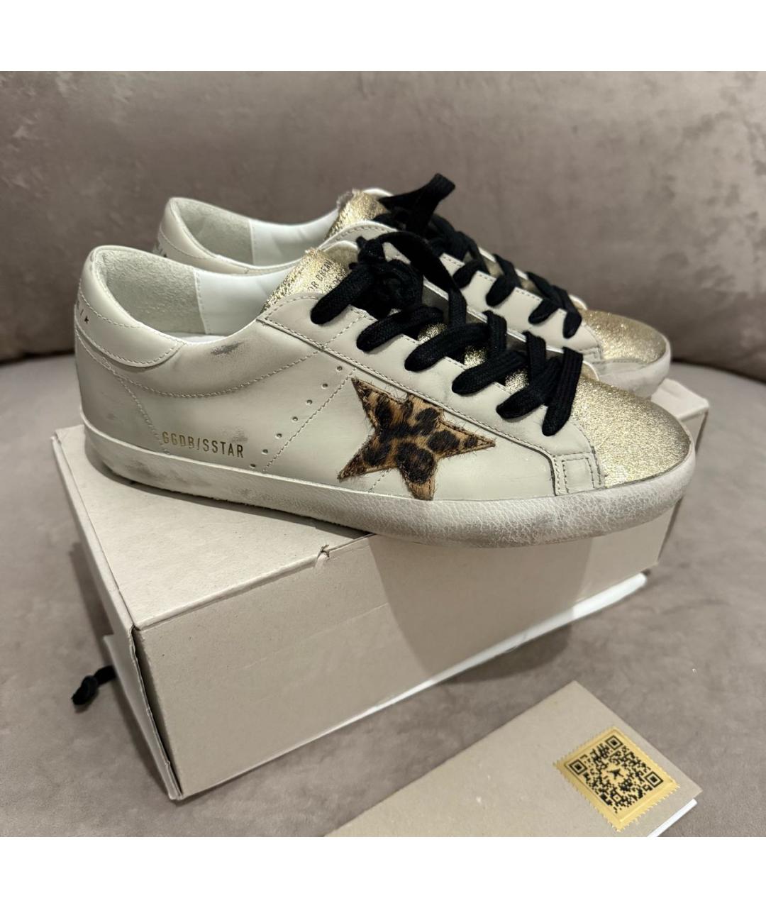 GOLDEN GOOSE DELUXE BRAND Бежевые кожаные кеды, фото 3