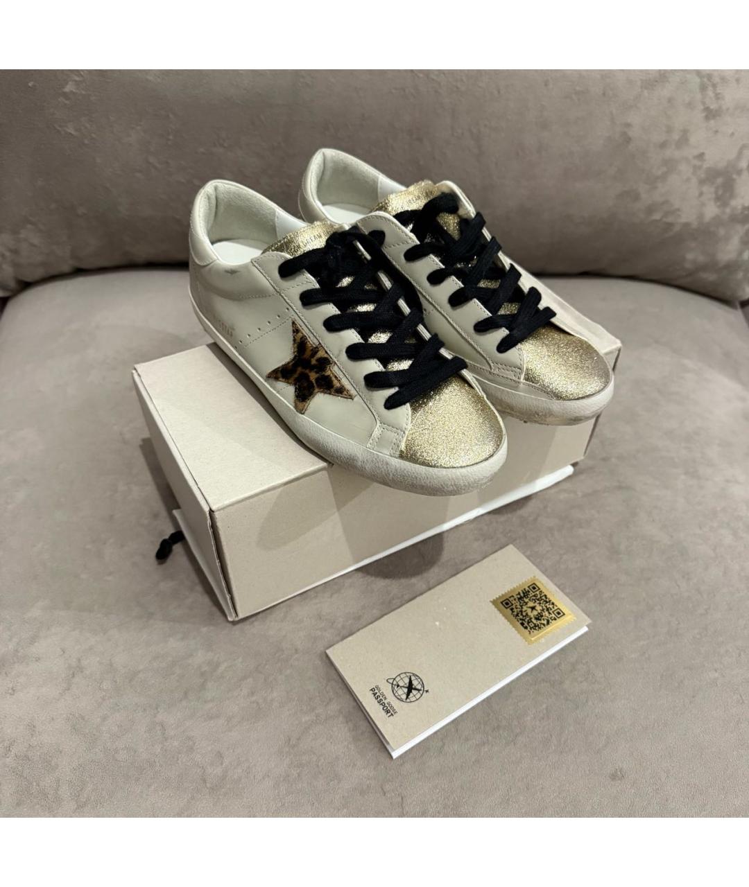 GOLDEN GOOSE DELUXE BRAND Бежевые кожаные кеды, фото 2