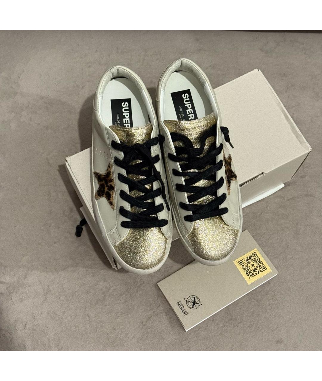 GOLDEN GOOSE DELUXE BRAND Бежевые кожаные кеды, фото 5