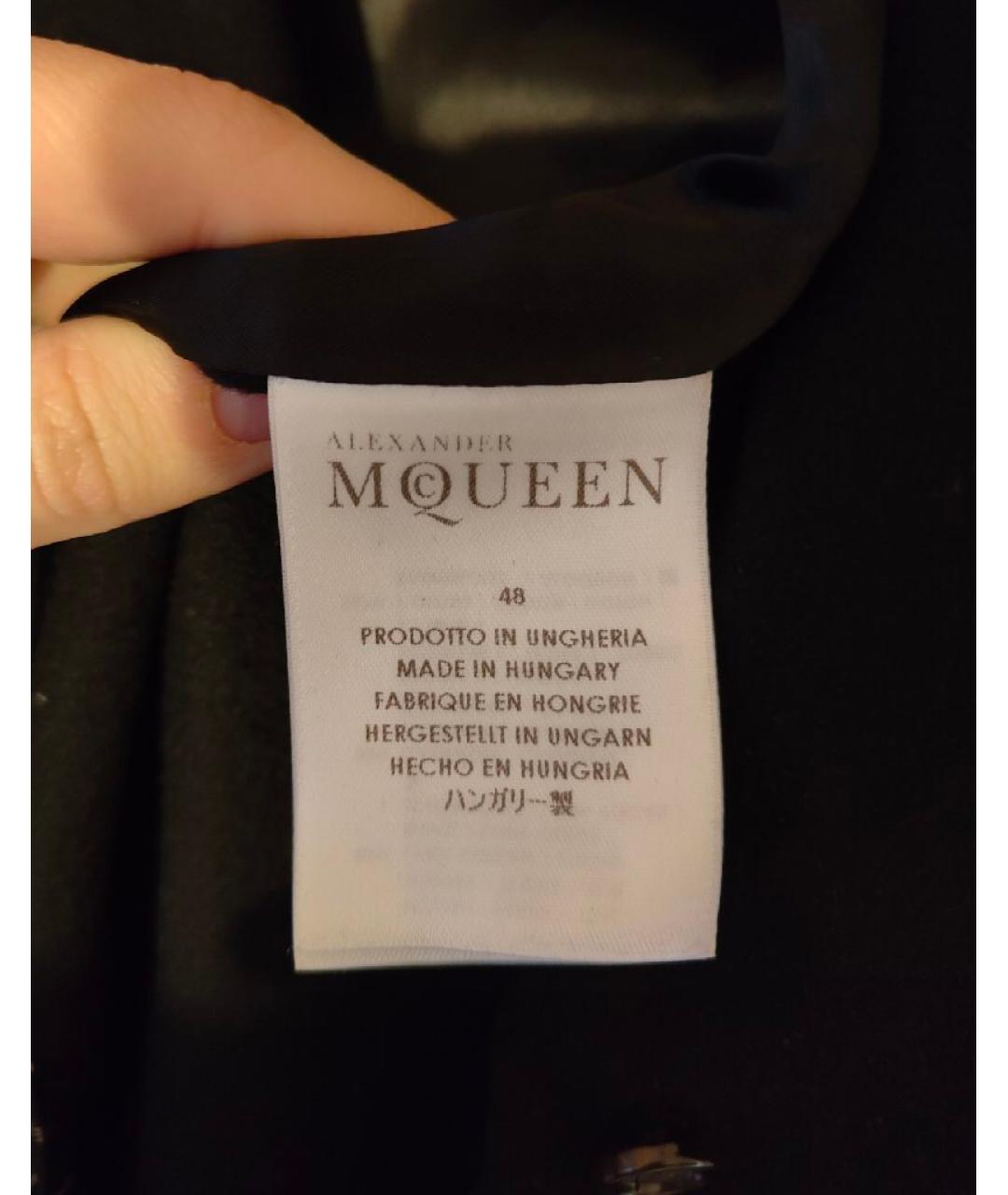 ALEXANDER MCQUEEN Черное шерстяное пальто, фото 8