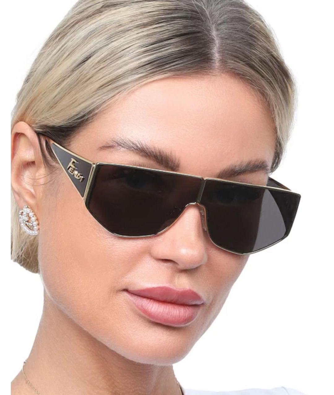 FENDI Черные металлические солнцезащитные очки, фото 2