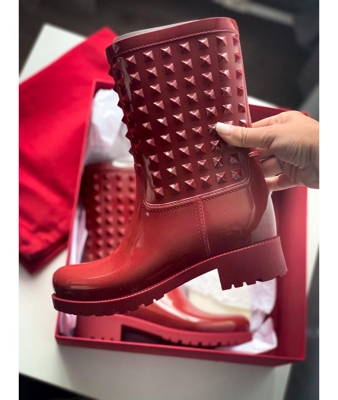 VALENTINO Красные резиновые полусапоги, фото 3