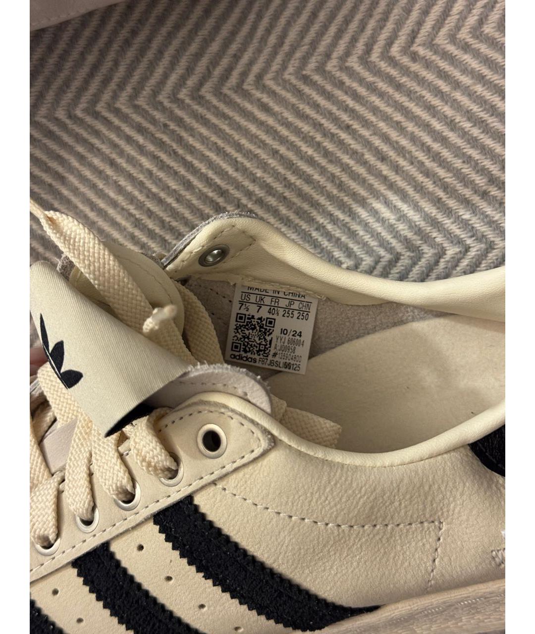 ADIDAS Бежевые кожаные низкие кроссовки / кеды, фото 5