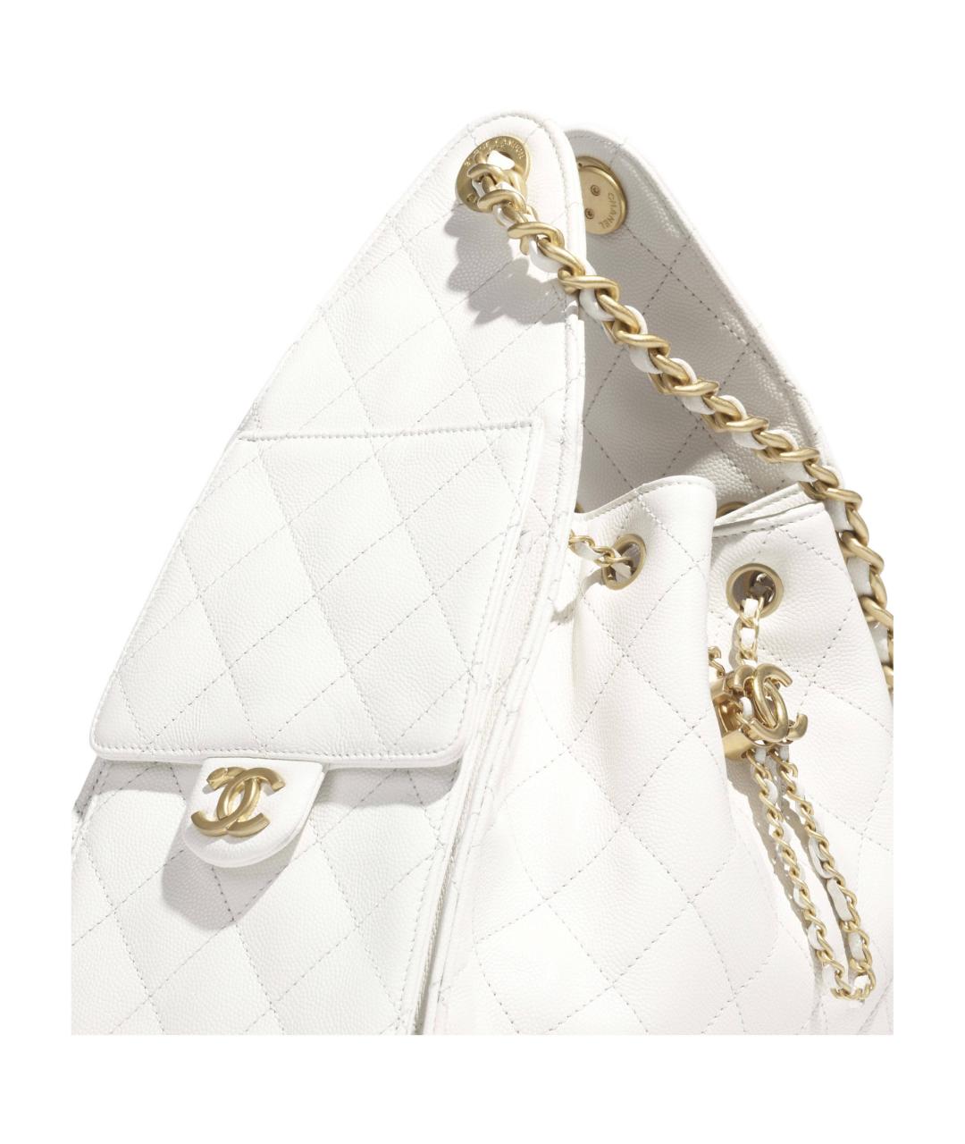 CHANEL Белая кожаная сумка тоут, фото 3