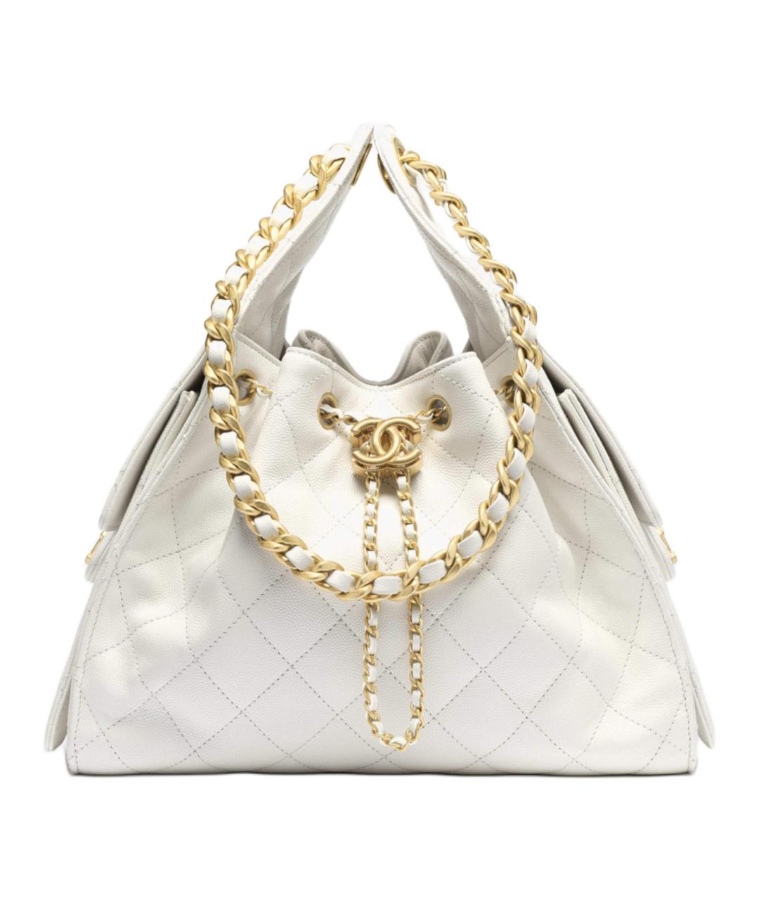 CHANEL Белая кожаная сумка тоут, фото 1
