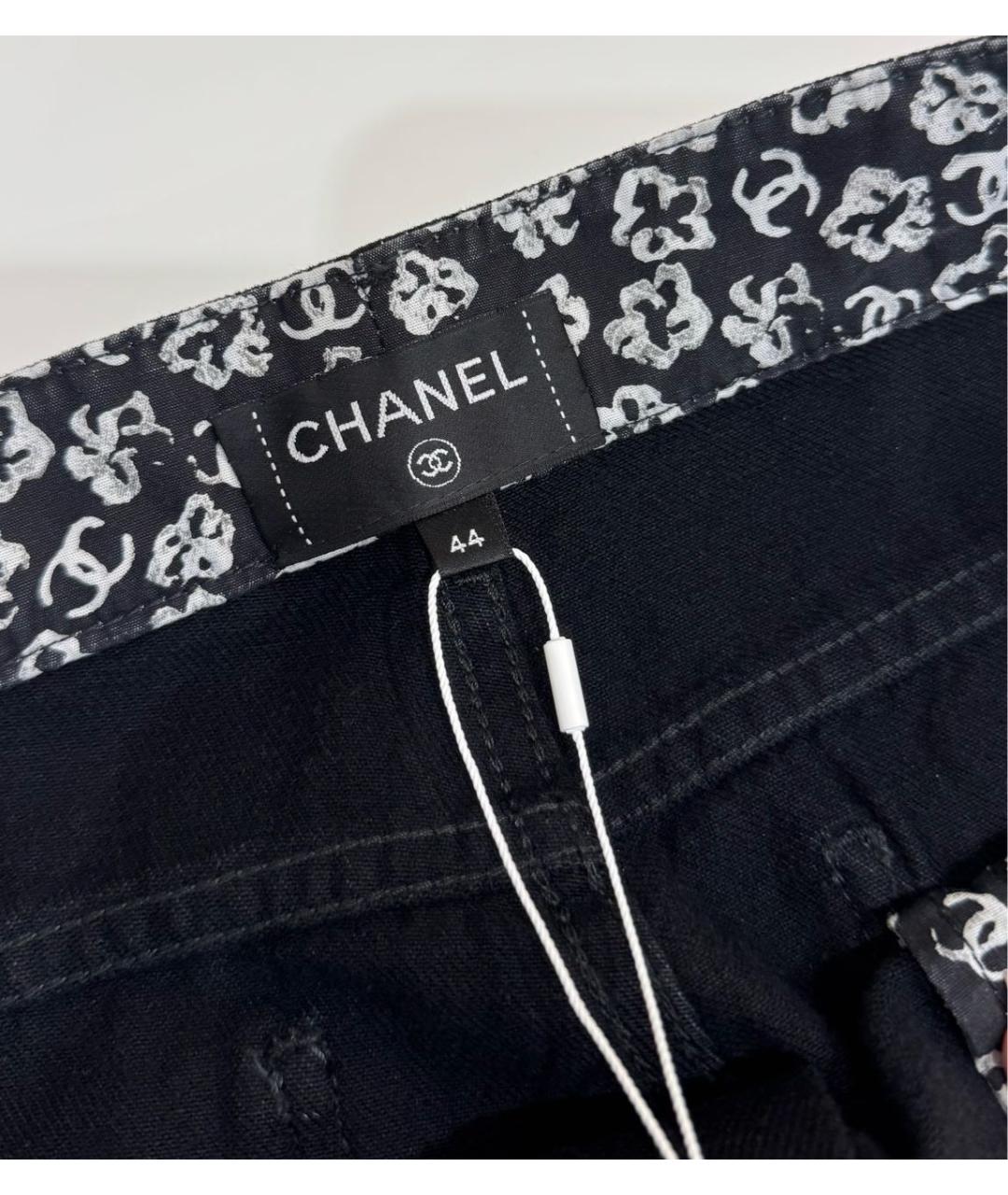 CHANEL Черные хлопковые прямые джинсы, фото 4