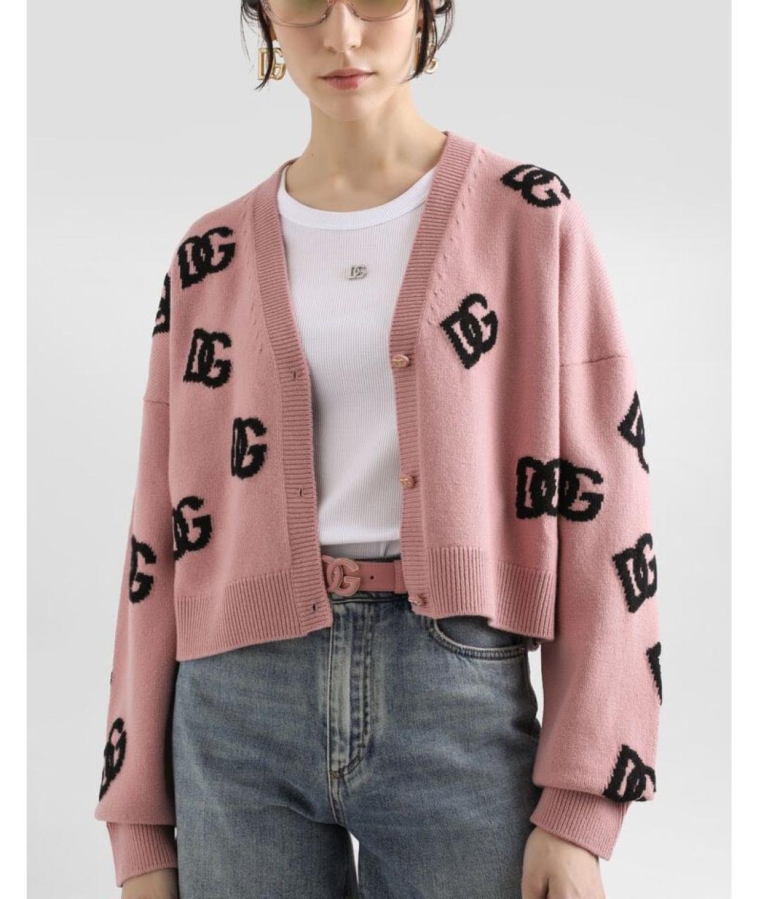 DOLCE&GABBANA Розовый шерстяной кардиган, фото 3