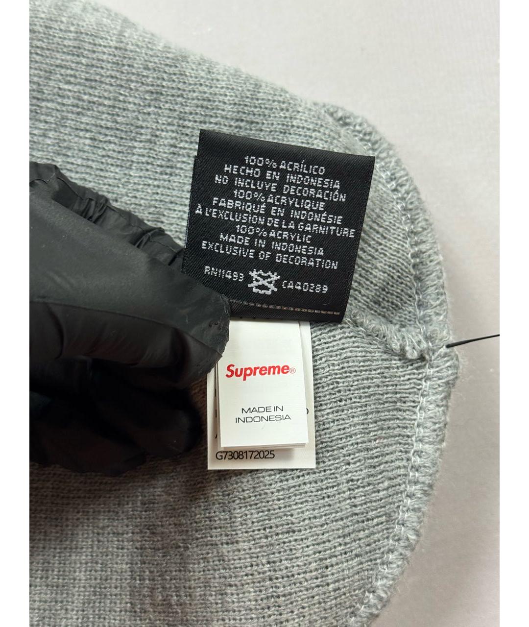 SUPREME Серая шапка, фото 7
