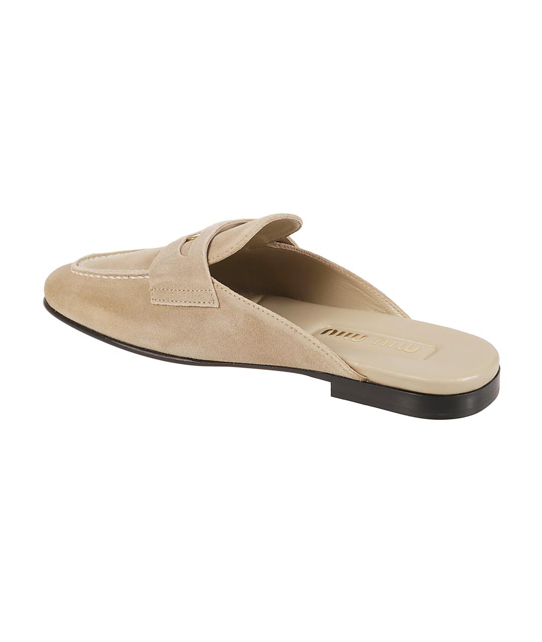 MIU MIU Бежевые замшевые мюли, фото 3