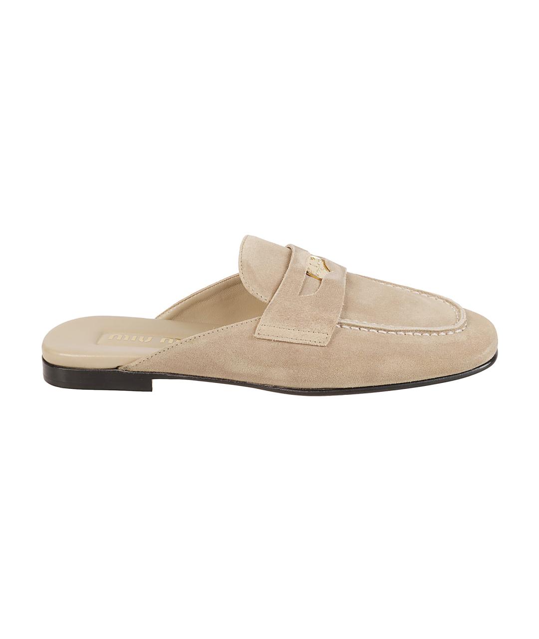 MIU MIU Бежевые замшевые мюли, фото 1