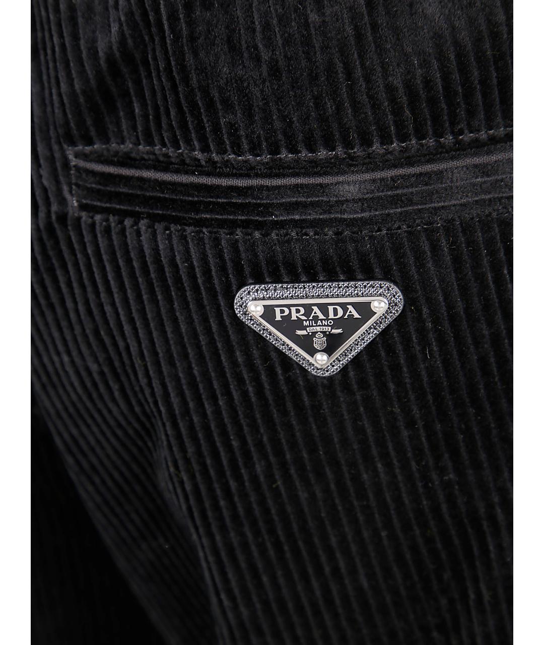 PRADA Черные хлопковые повседневные брюки, фото 3
