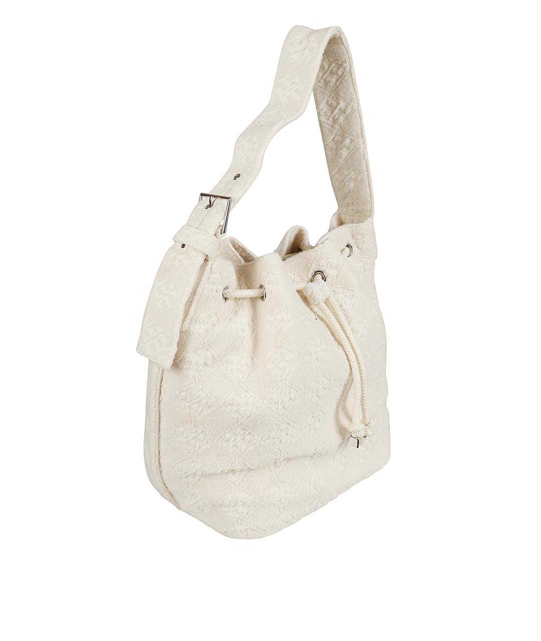 TORY BURCH Белая тканевая сумка с короткими ручками, фото 3