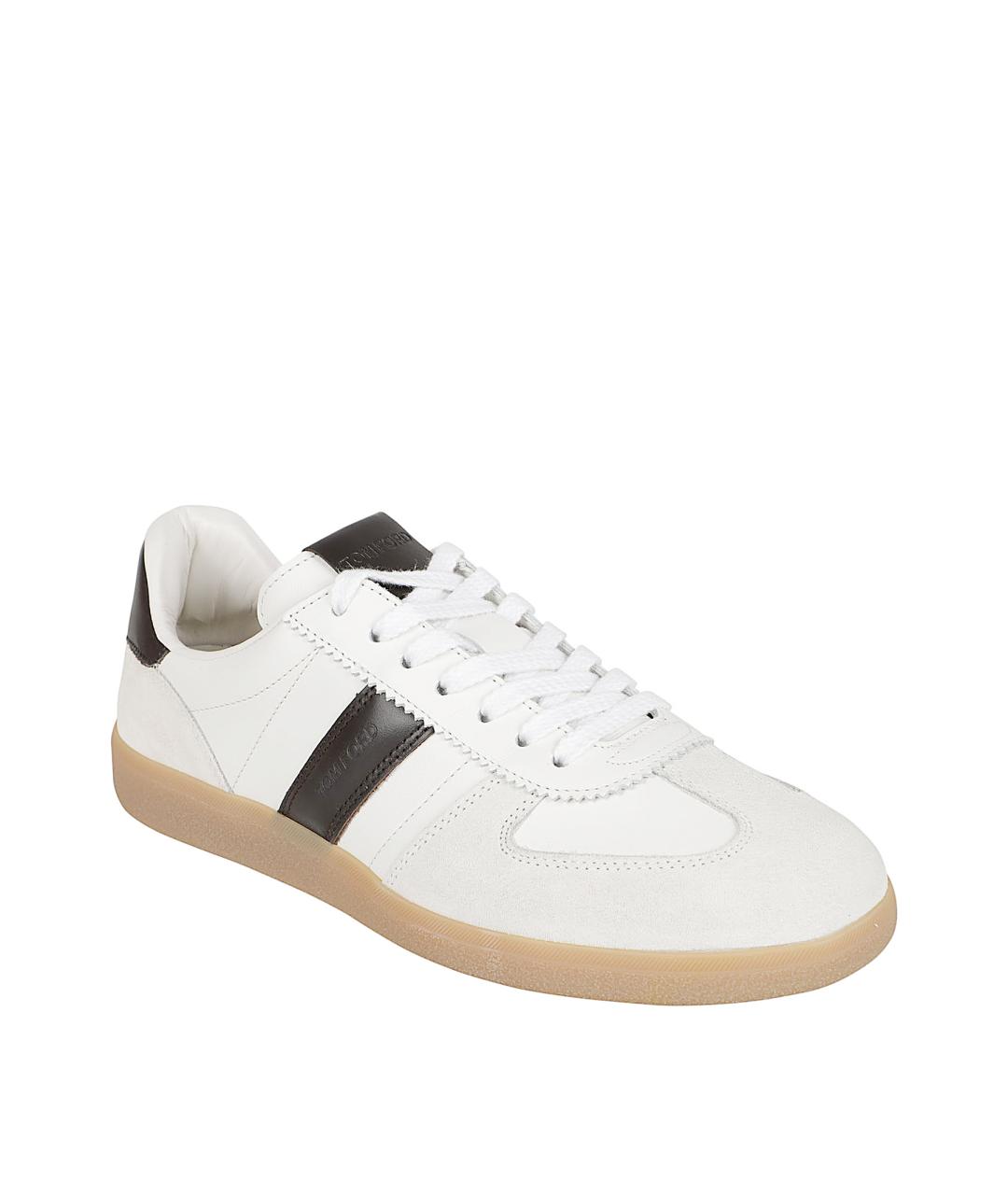 TOM FORD Белые кожаные низкие кроссовки / кеды, фото 2