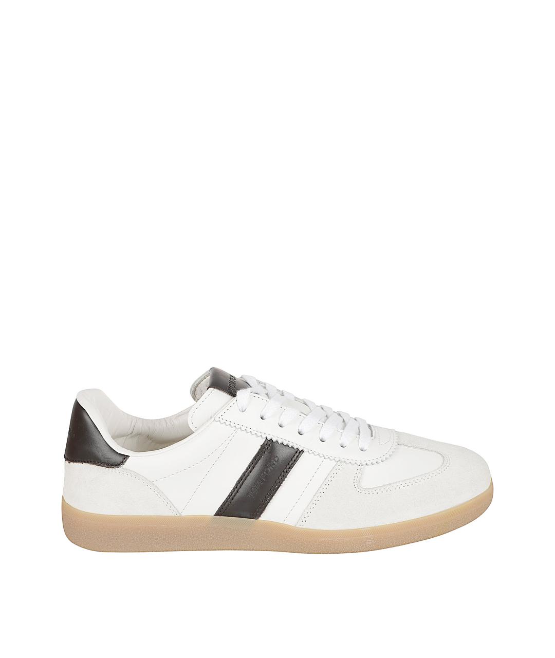 TOM FORD Белые кожаные низкие кроссовки / кеды, фото 1