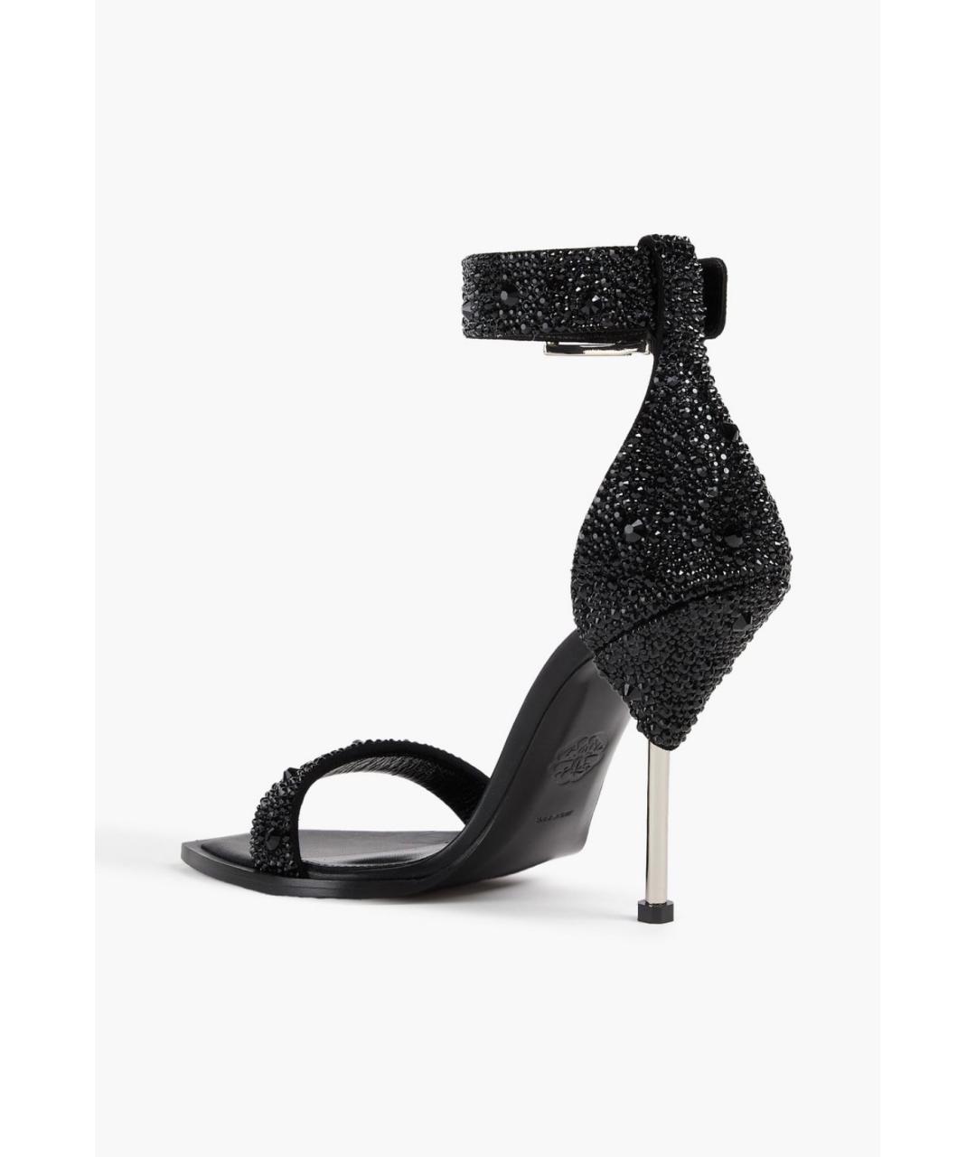ALEXANDER MCQUEEN Черные кожаные босоножки, фото 3