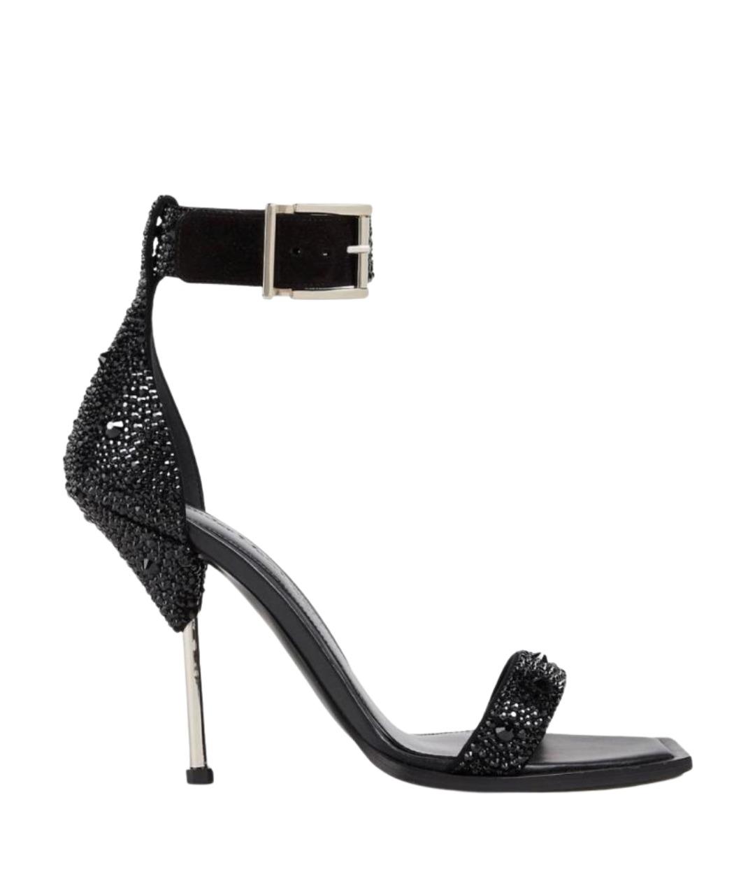 ALEXANDER MCQUEEN Черные кожаные босоножки, фото 1