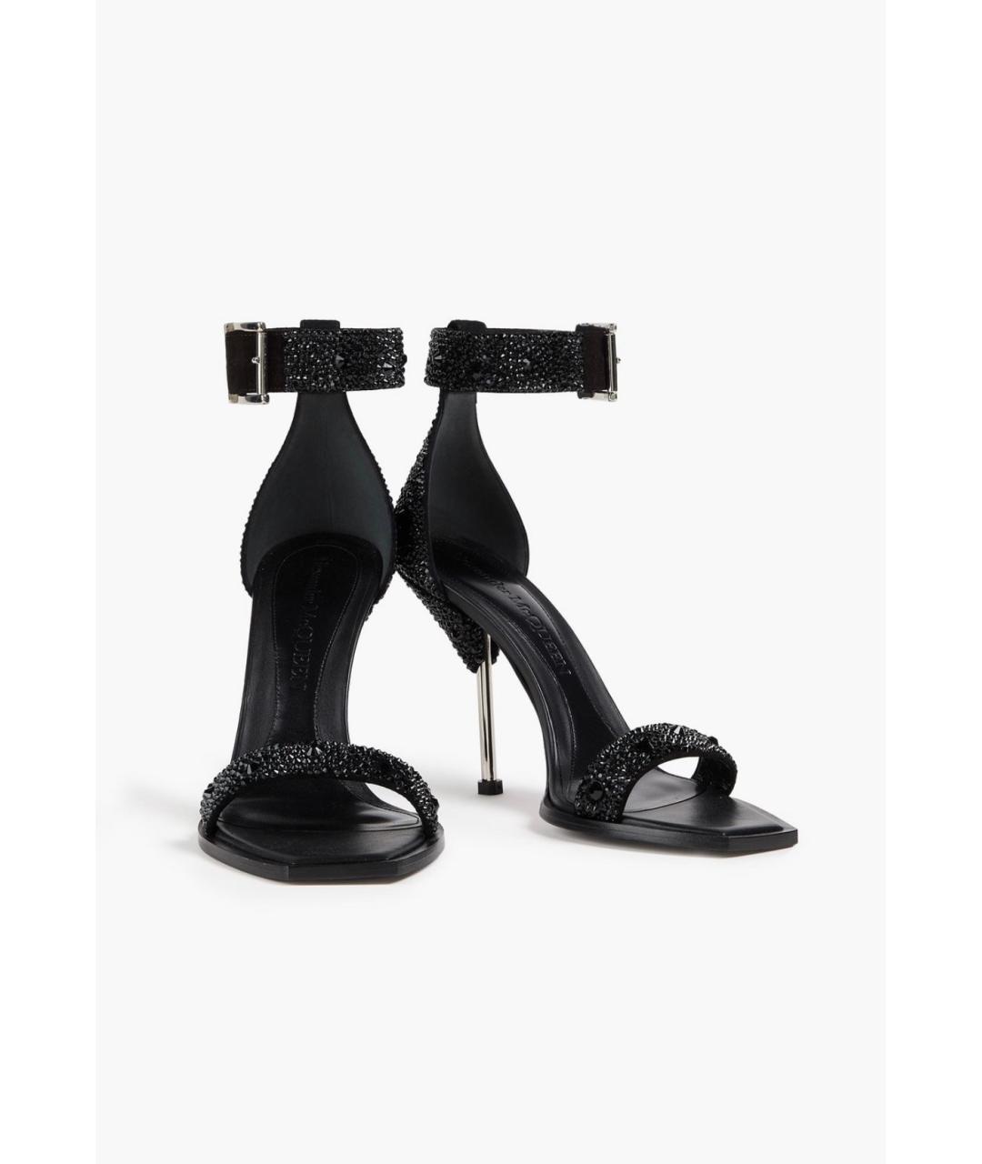 ALEXANDER MCQUEEN Черные кожаные босоножки, фото 2