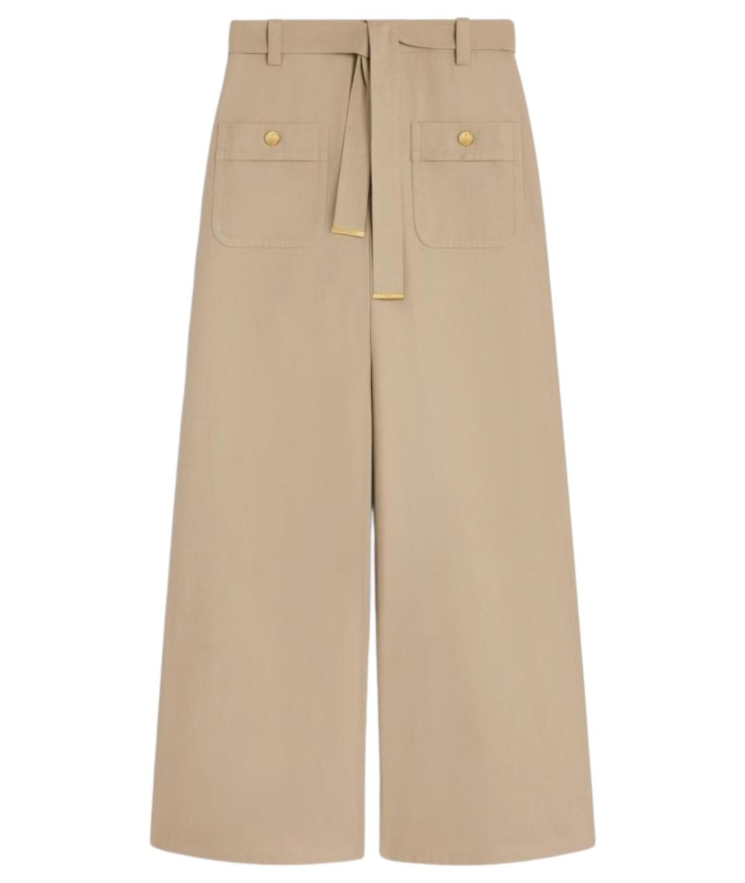 CELINE Бежевые хлопковые прямые брюки, фото 1