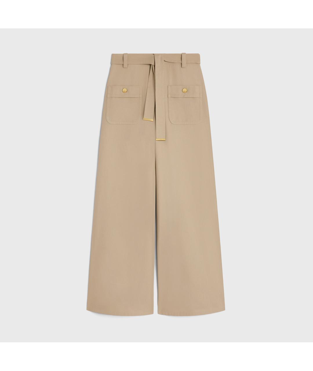 CELINE Бежевые хлопковые прямые брюки, фото 5
