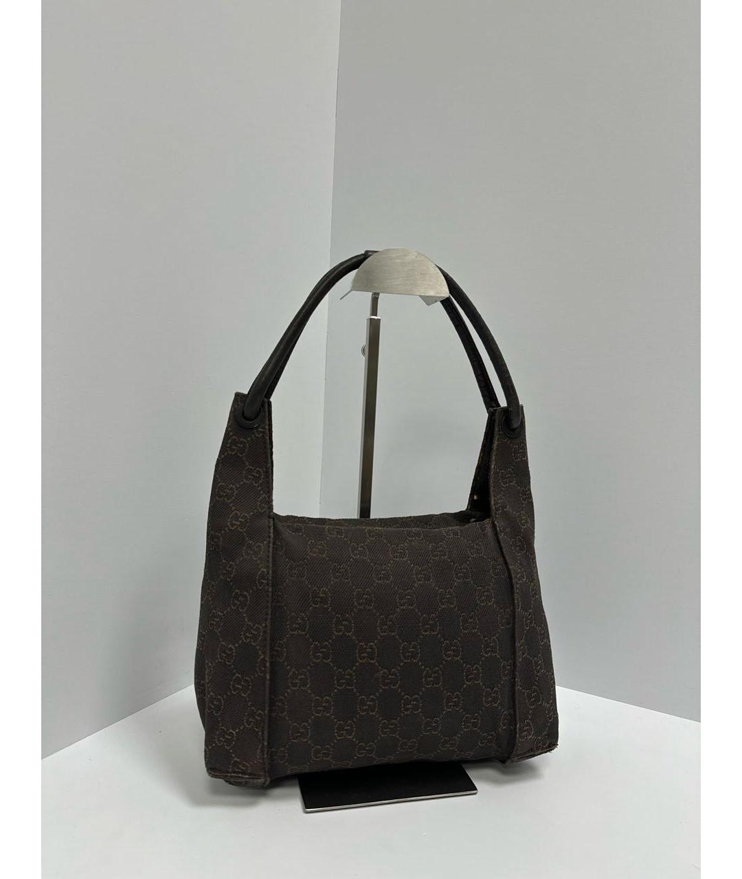 GUCCI Коричневая тканевая сумка тоут, фото 2