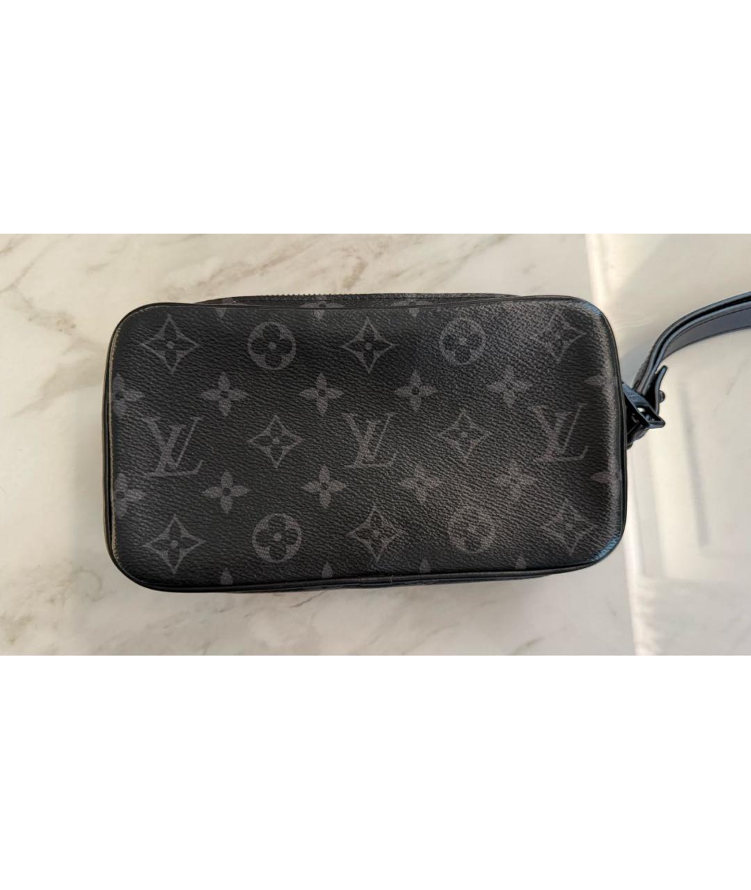 LOUIS VUITTON Антрацитовая барсетка из искусственной кожи, фото 2