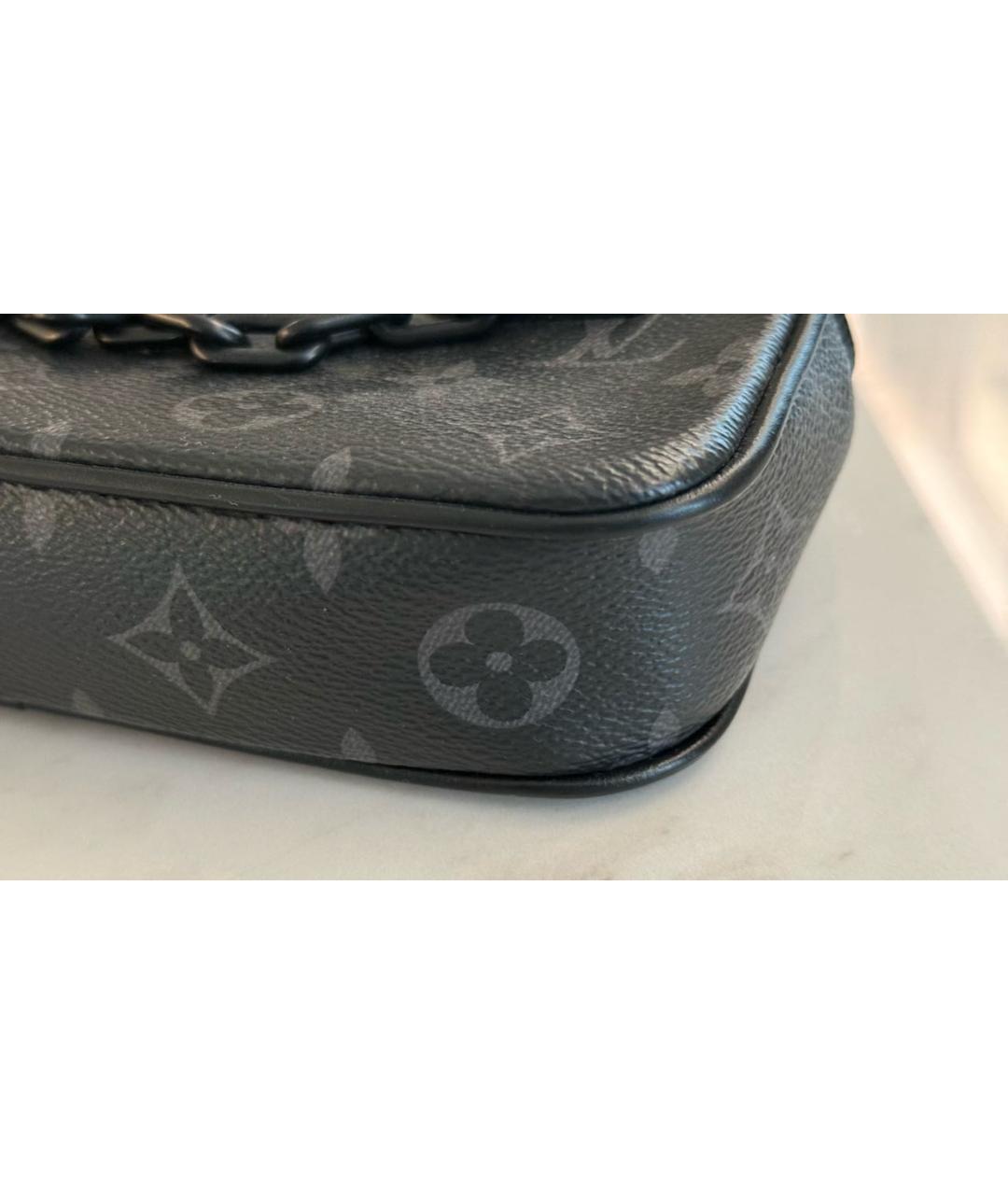 LOUIS VUITTON Антрацитовая барсетка из искусственной кожи, фото 6